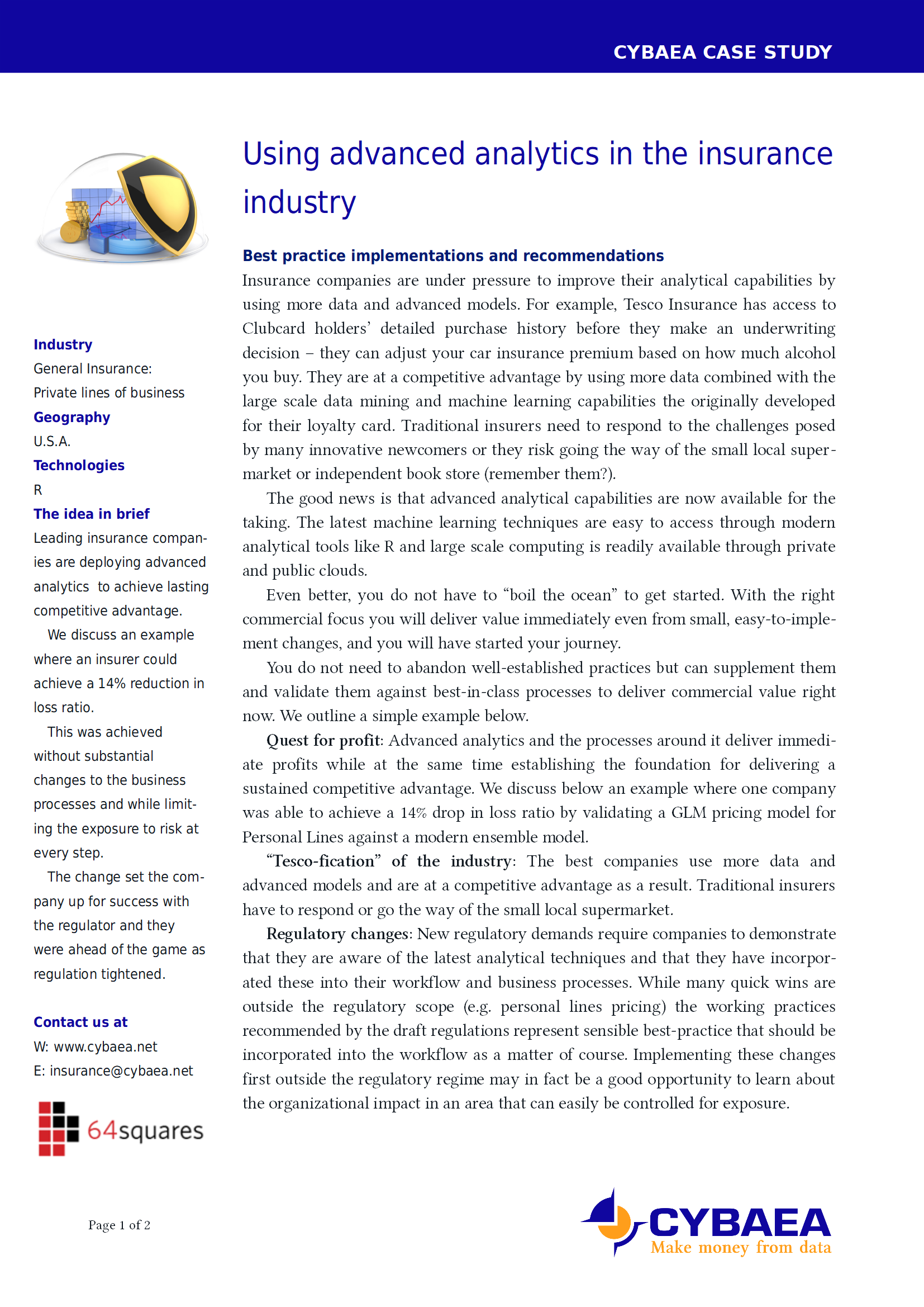 First page of case study