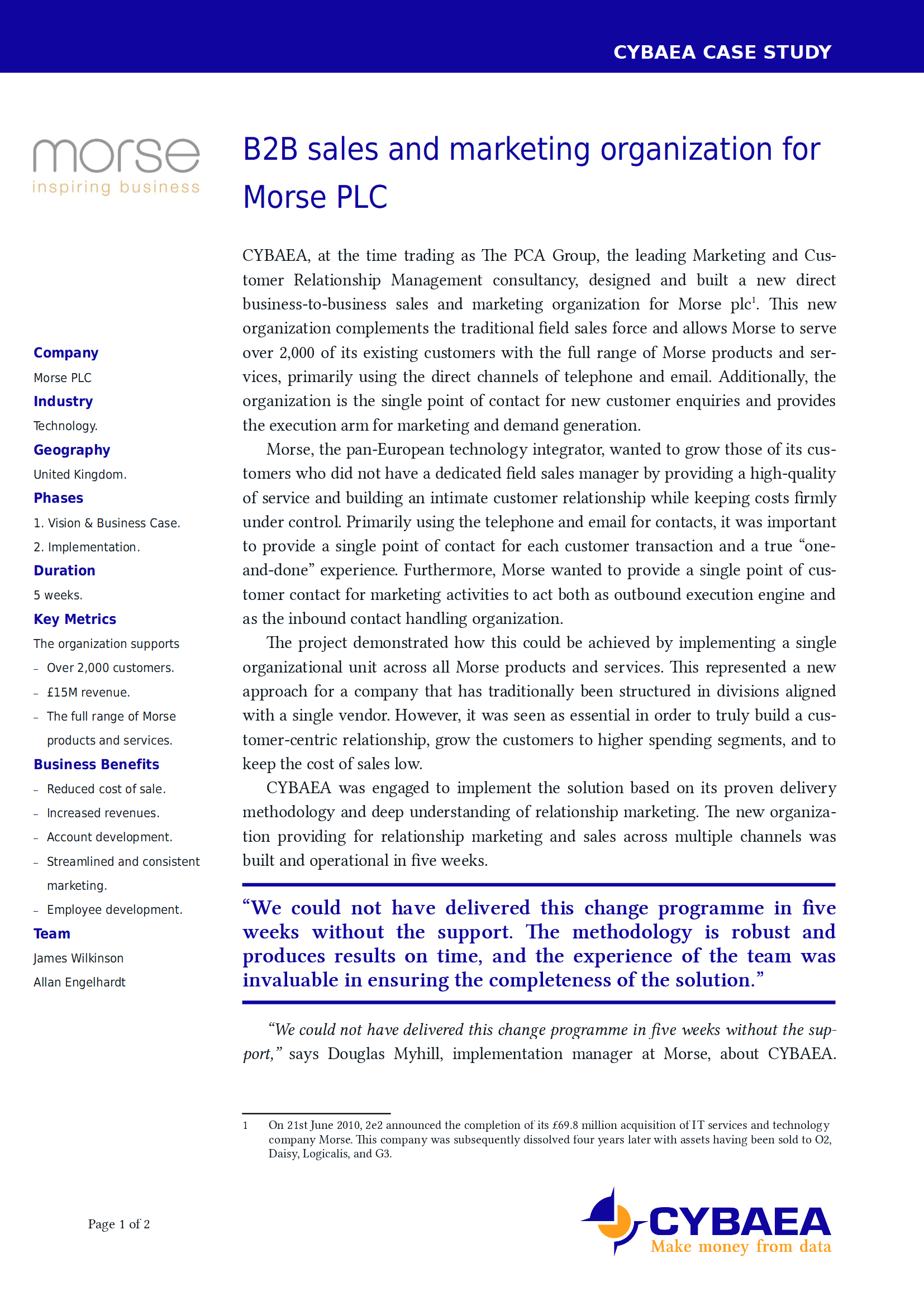 First page of case study