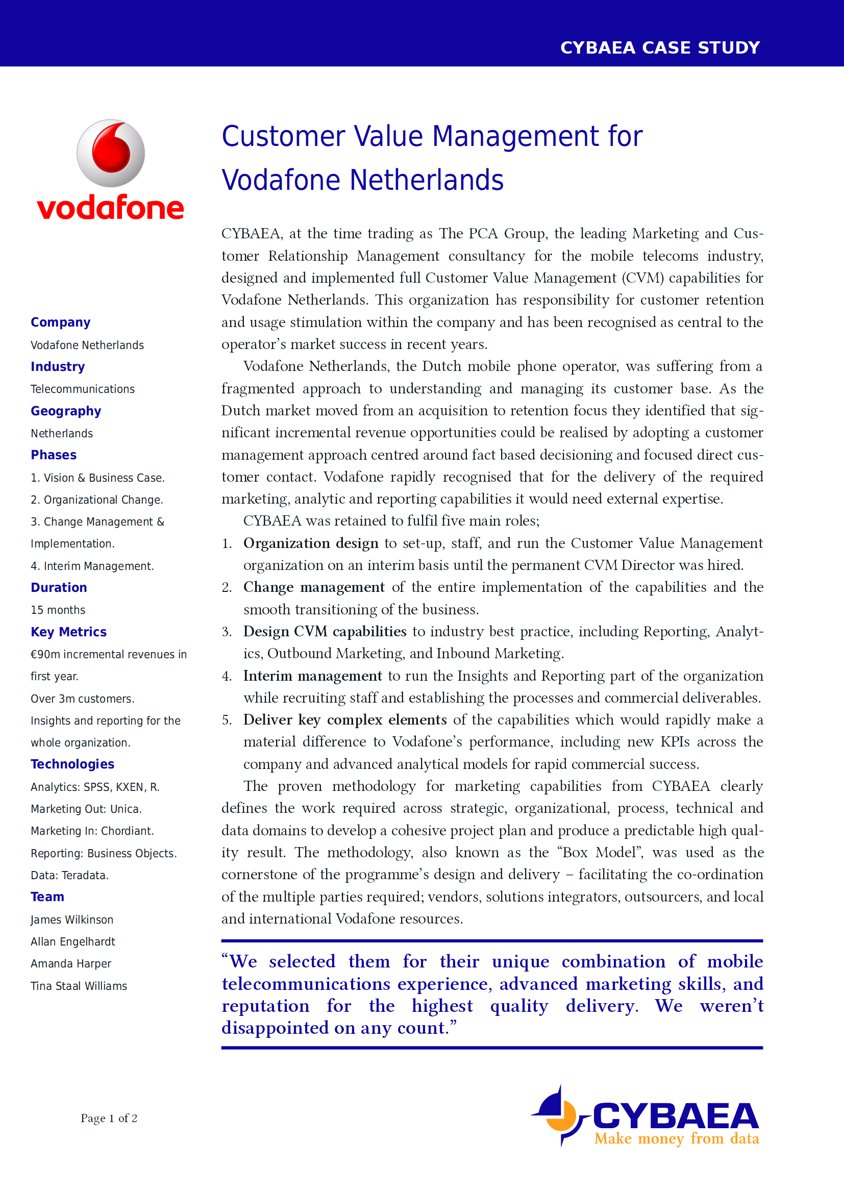 First page of case study