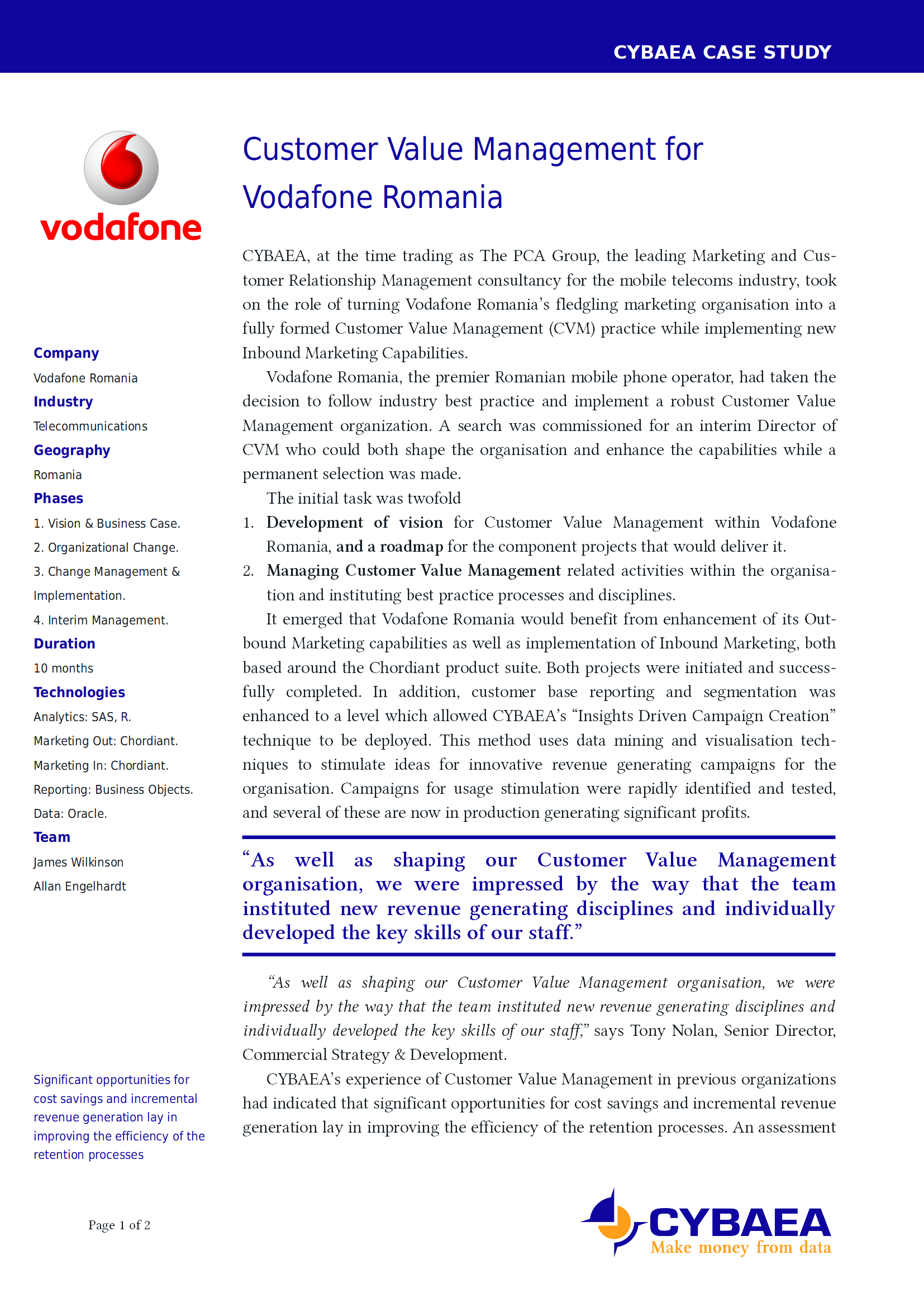 First page of case study